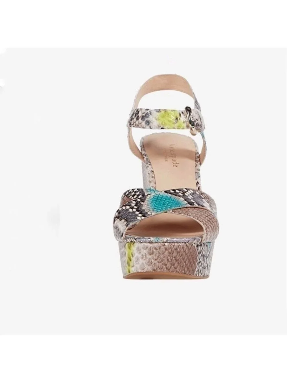 NIB-Kate Spade New York Women's Grace Platform Leather Sandals Lemon Sorbet